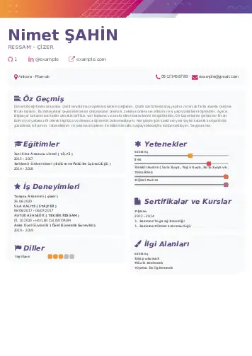 Ressam Cv Örnekleri cv indir